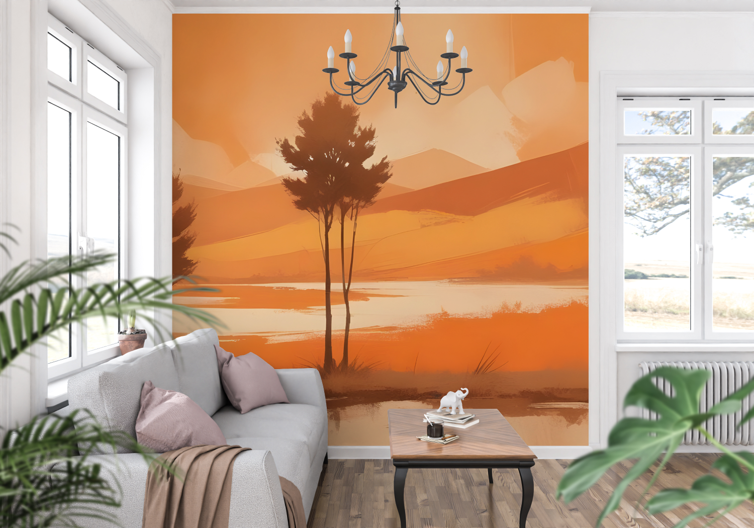 Orange Panoramic Wallpaper | Murals Wallpaper