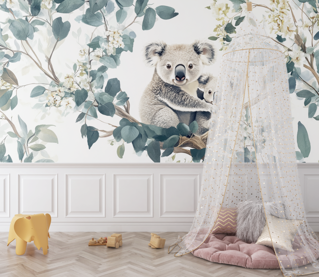 Koala Wallpaper in a Milky Forest | Murals Wallpaper