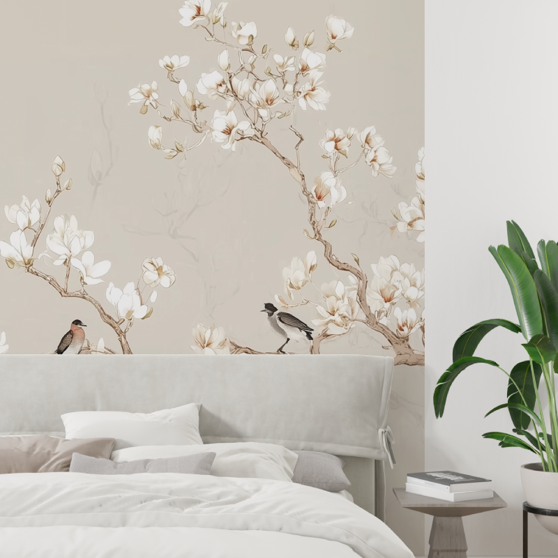 Tree branch beige mural wallpaper tapisserie tendance