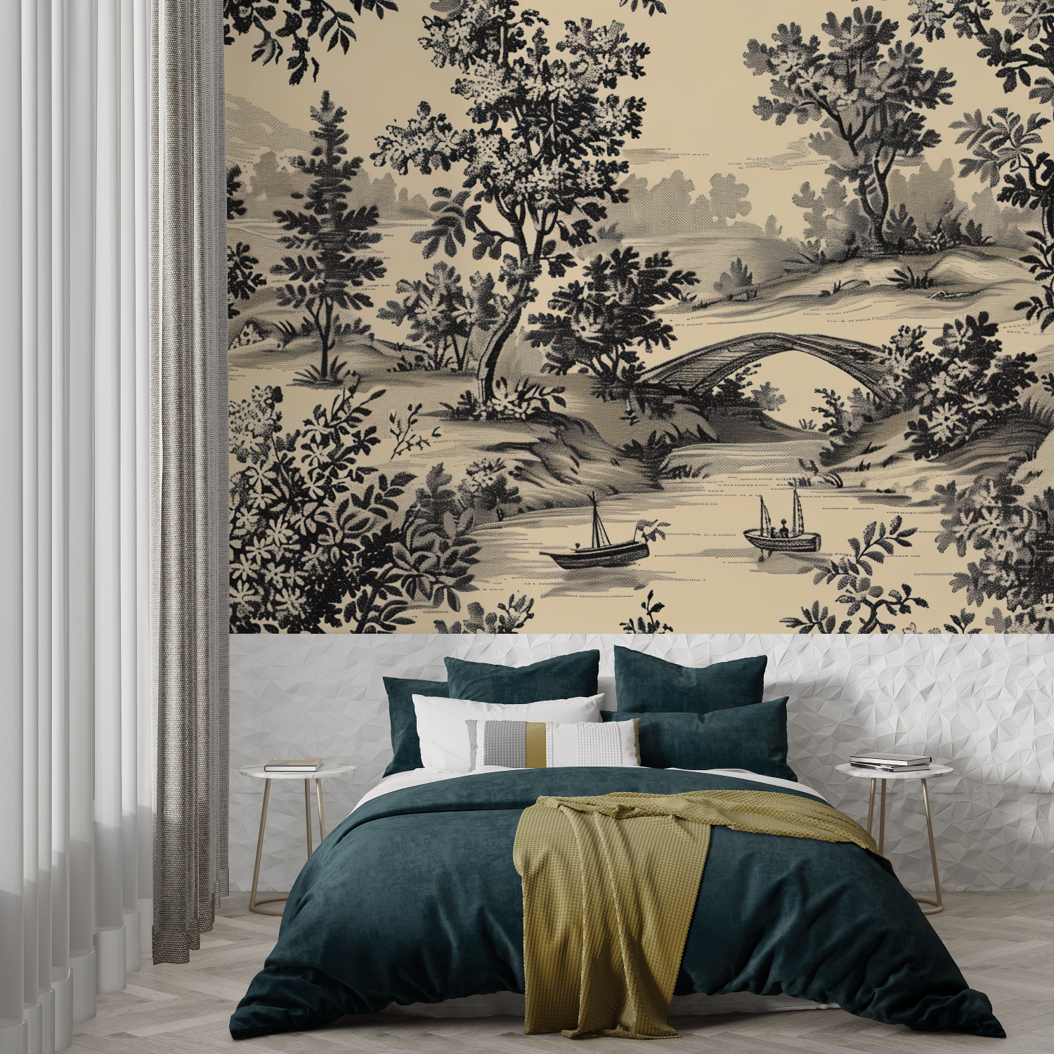 Black Bridge Toile Wallpaper | Murals Wallpaper