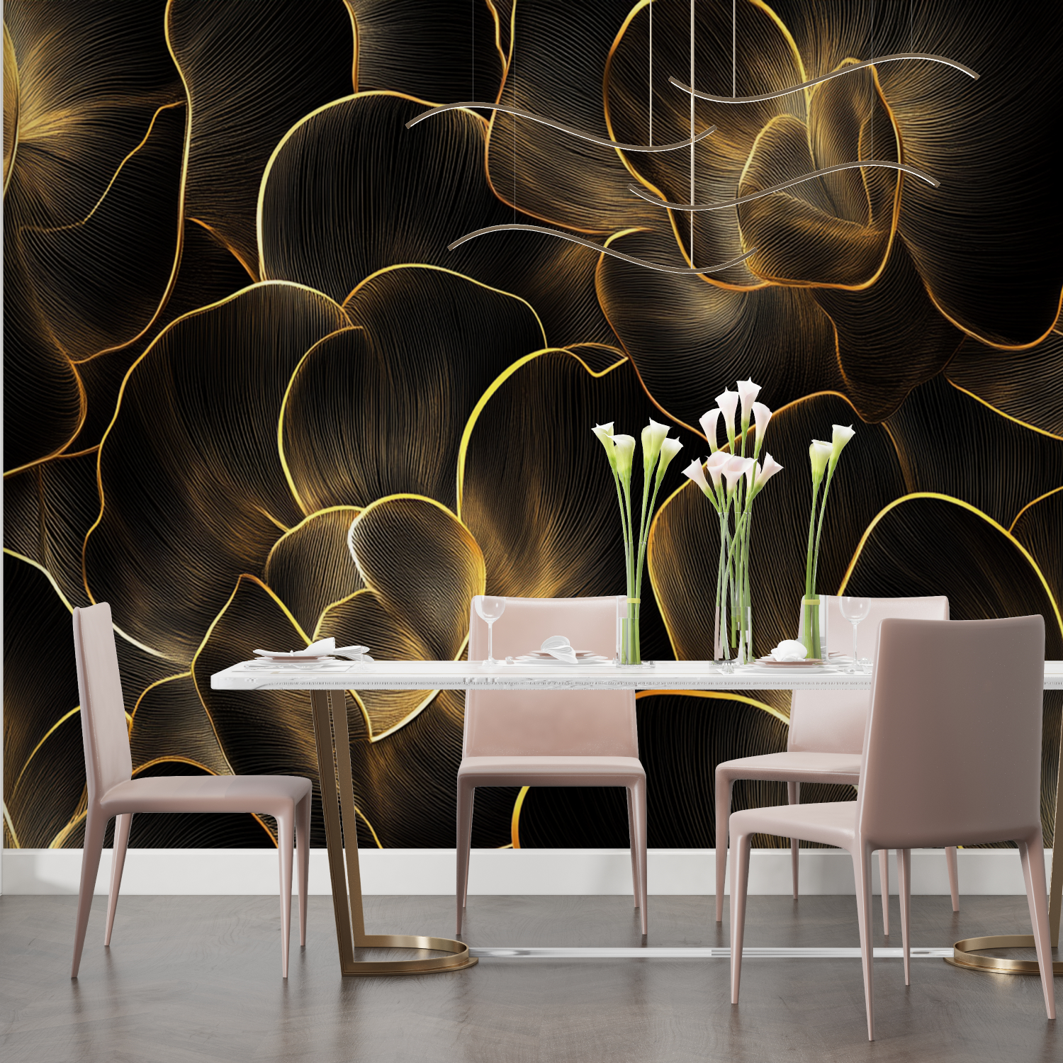 Black and Gold Wallpaper Living Room | Murals Wallpaper