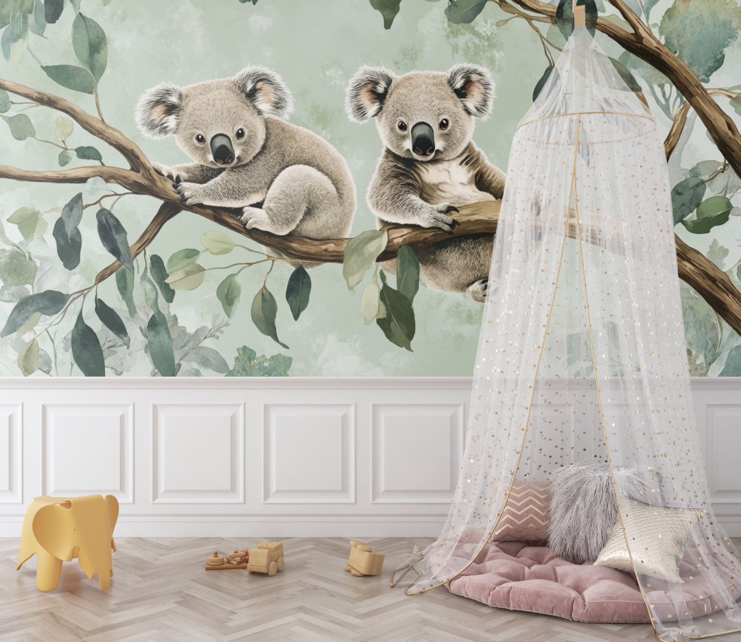Koala Wallpaper with Plant Shadows | Murals Wallpaper