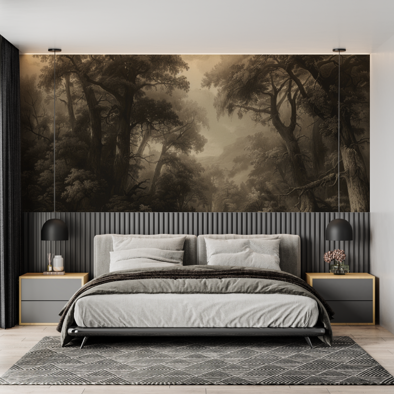 Panoramic Forest Wallpaper for Living Room | Murals Wallpaper