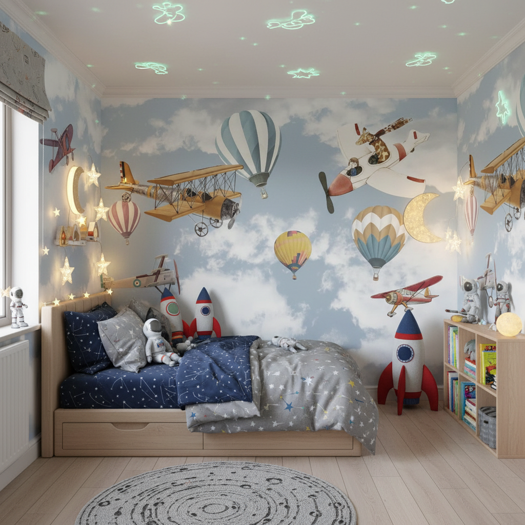 Mural 3D Airplane Wallpaper