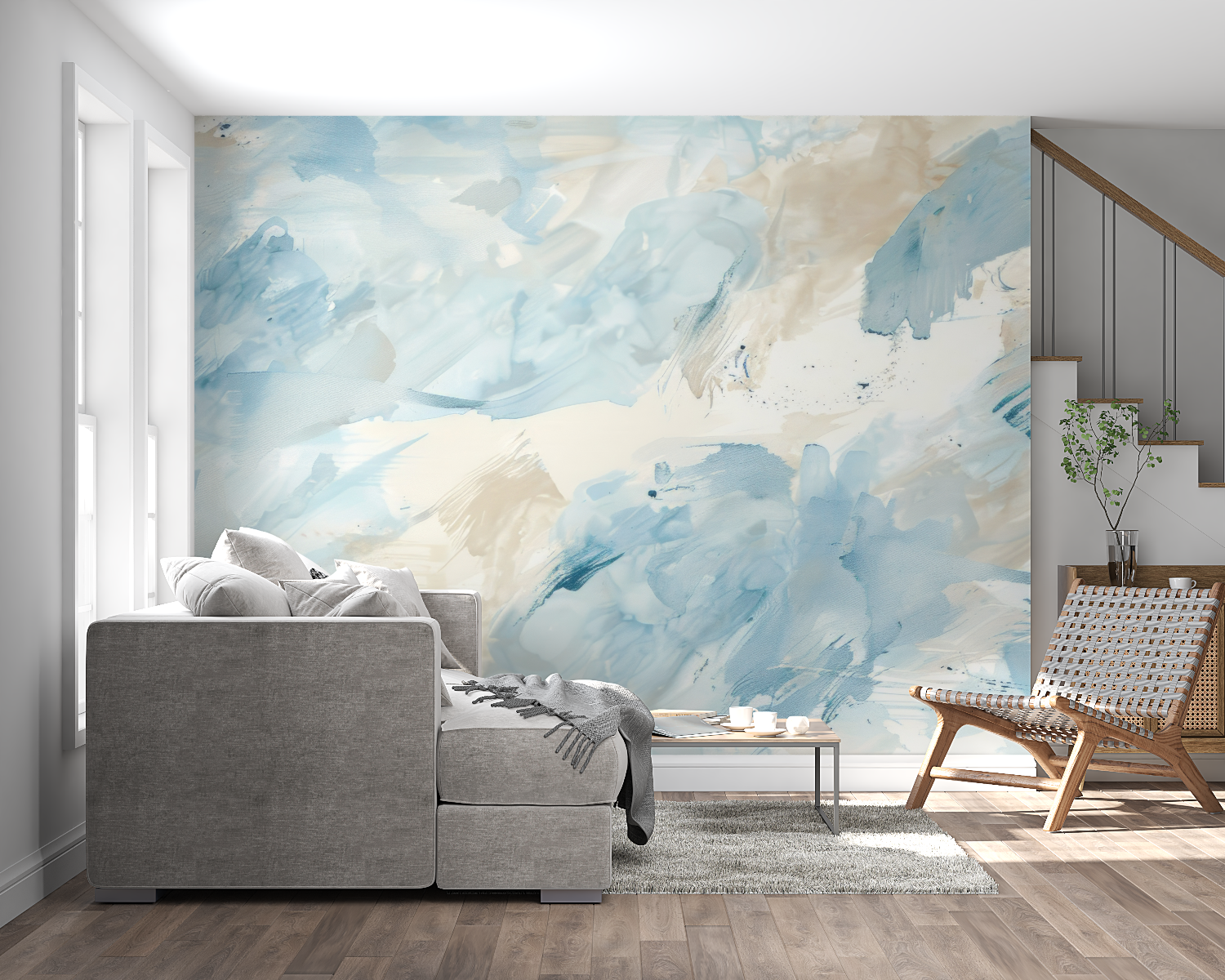 Blue and Beige Wallpaper | Murals Wallpaper