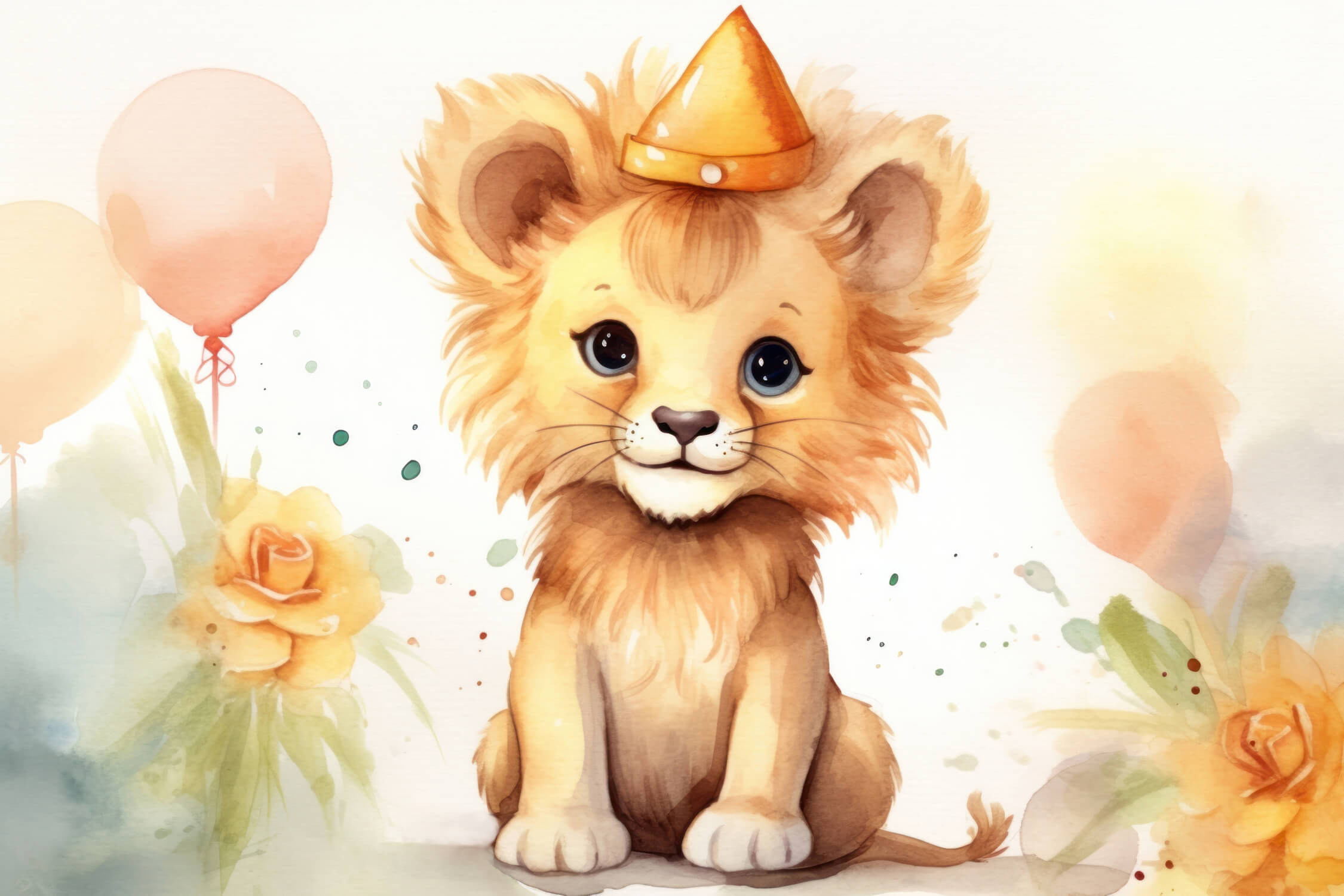 Baby Lion Cub Watercolor Wallpaper | Murals Wallpaper