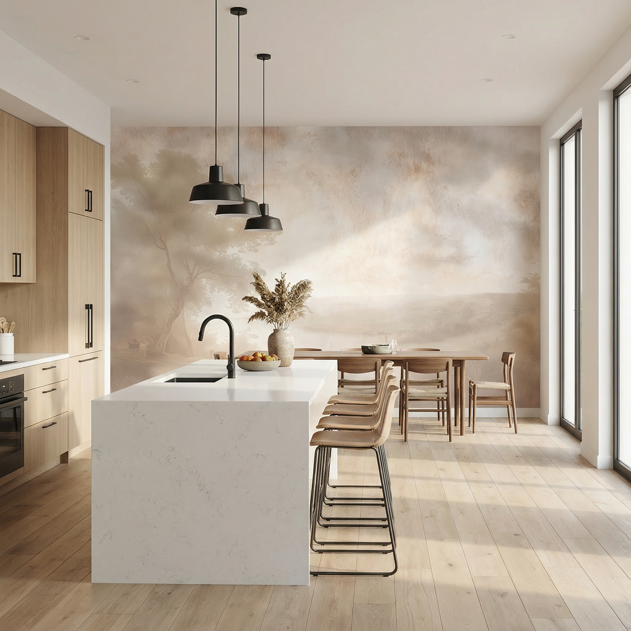 Pastel Heritage Landscape Mural Wallpaper