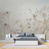 Gentle lines wheat beige mural wallpaper tete de lit