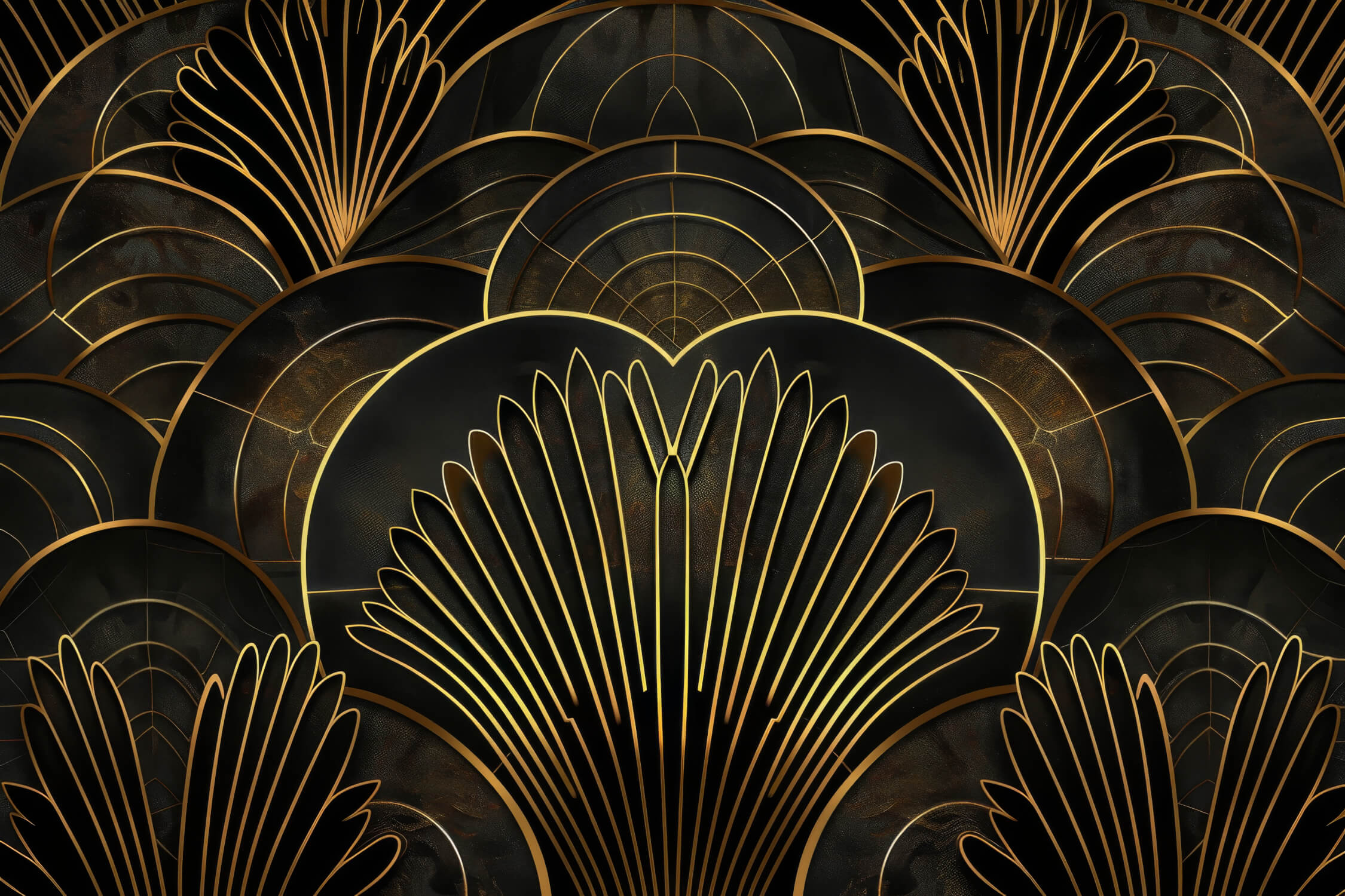 Art Deco Black and Gold Wallpaper for Living Room | Murals Wallpaper