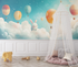Hot Air Balloon and Animal-Shaped Clouds Wallpaper | Murals Wallpaper