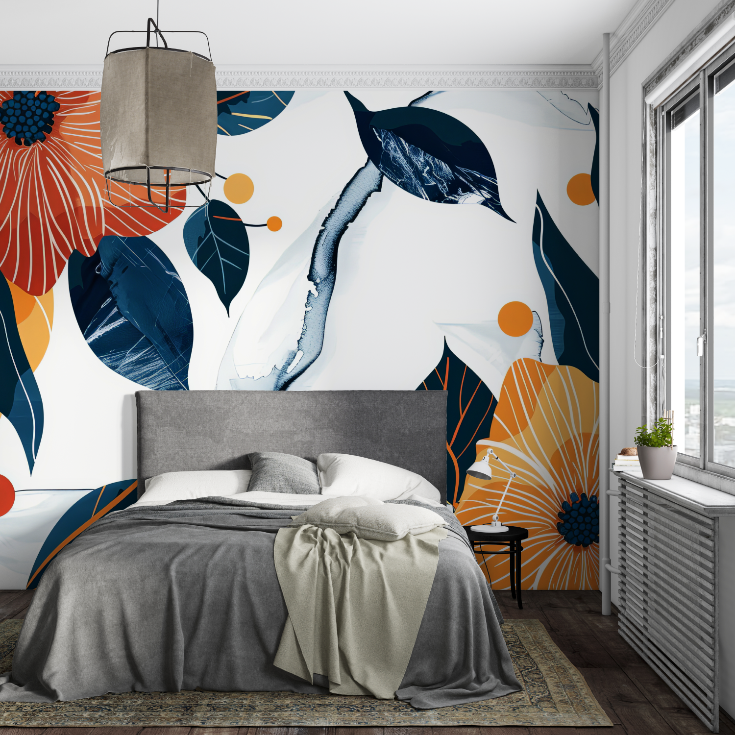 Papier Peint Bleu Et Orange – Panorama-Wandbild