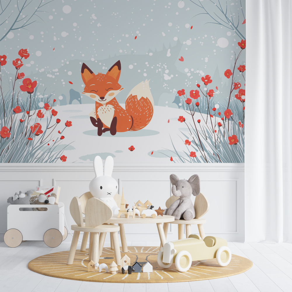 Blue Forest Fox Wallpaper | Murals Wallpaper