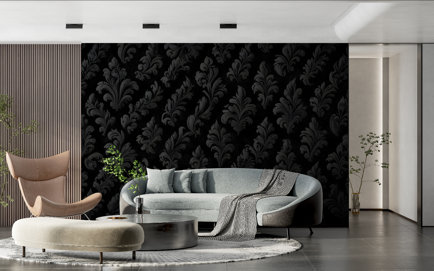 Black Damask Wallpaper | Murals Wallpaper