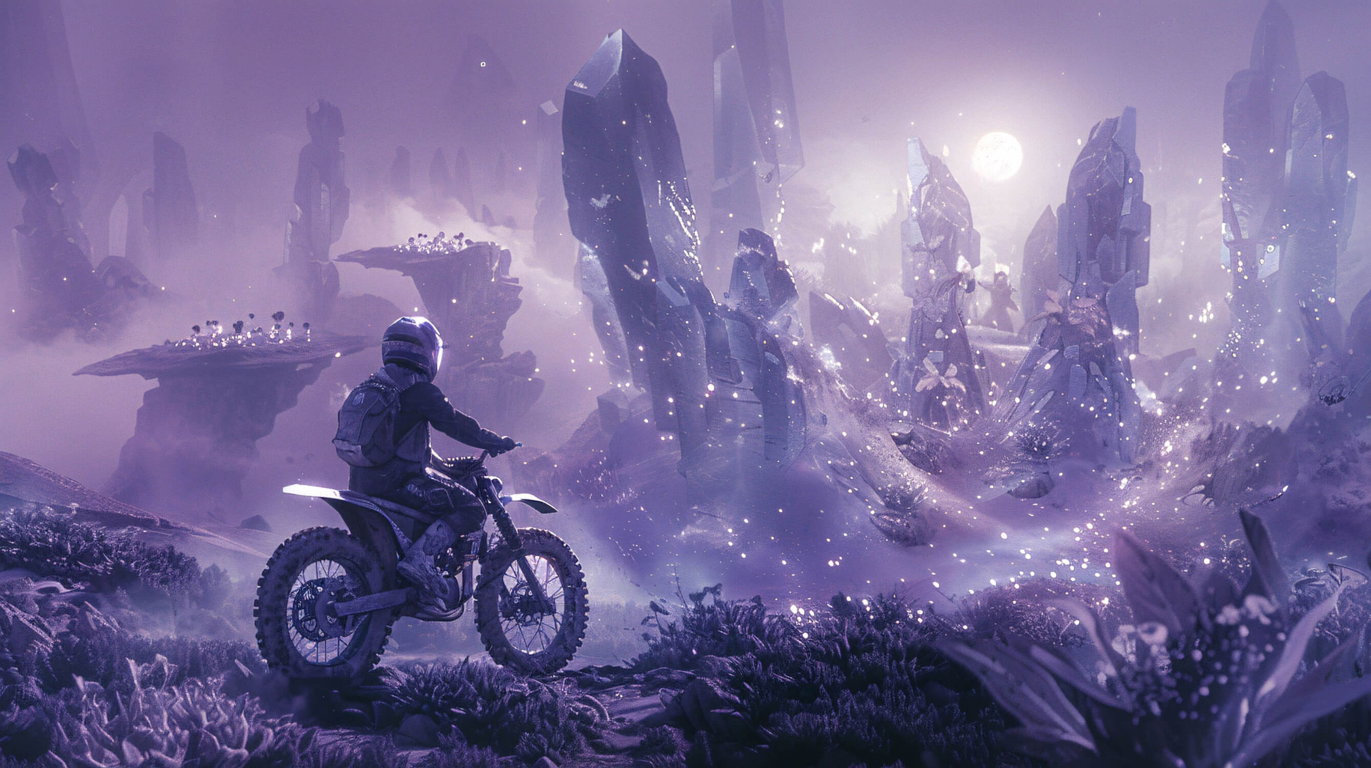 Purple Motorcycle Boy Wallpaper | Murals Wallpaper