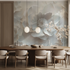 Papier peint fleur blanche relief salle manger tendance