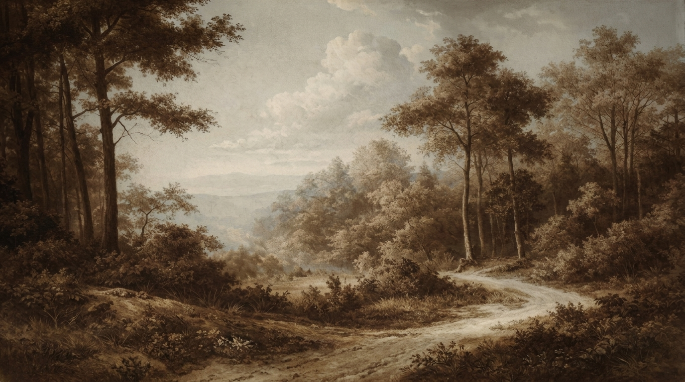 Panoramic Ancien Painting Forest Wall Mural