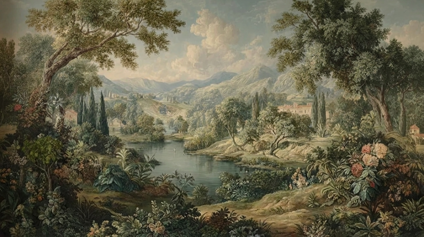 Panoramic Misty Pine Forest Wall Mural