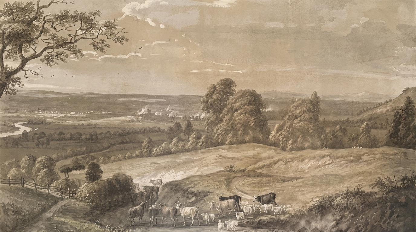 Panoramic Vintage Landscape Wall Mural