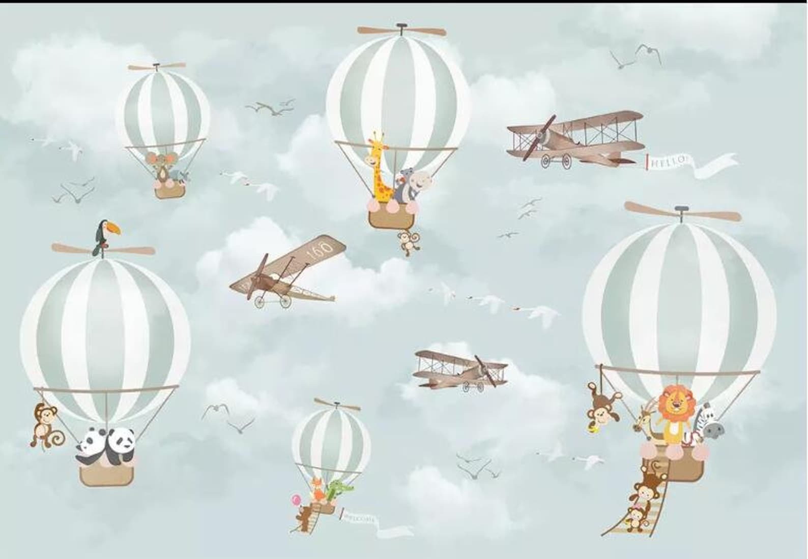 Wandtapete mit Heißluftballon-Muster