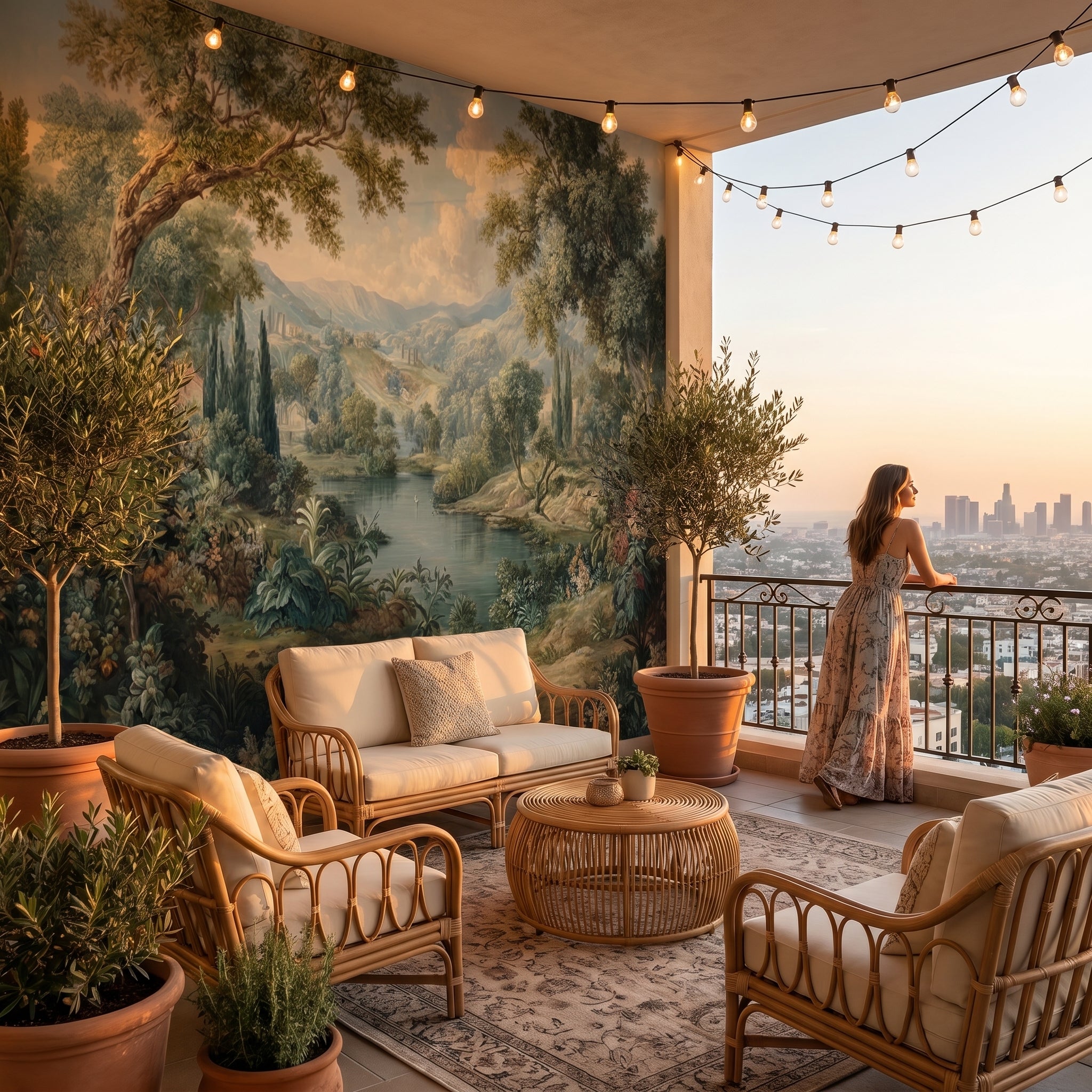 Panoramic Misty Pine Forest Wall Mural