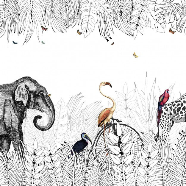 Wandbild-Tapete in Schwarz-Weiß, Savannah