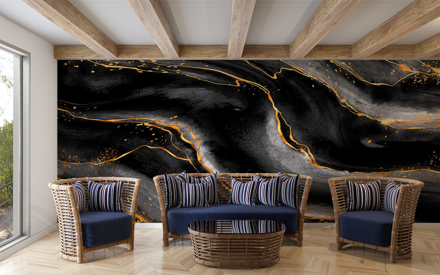 Papier Peint Marbre Noir