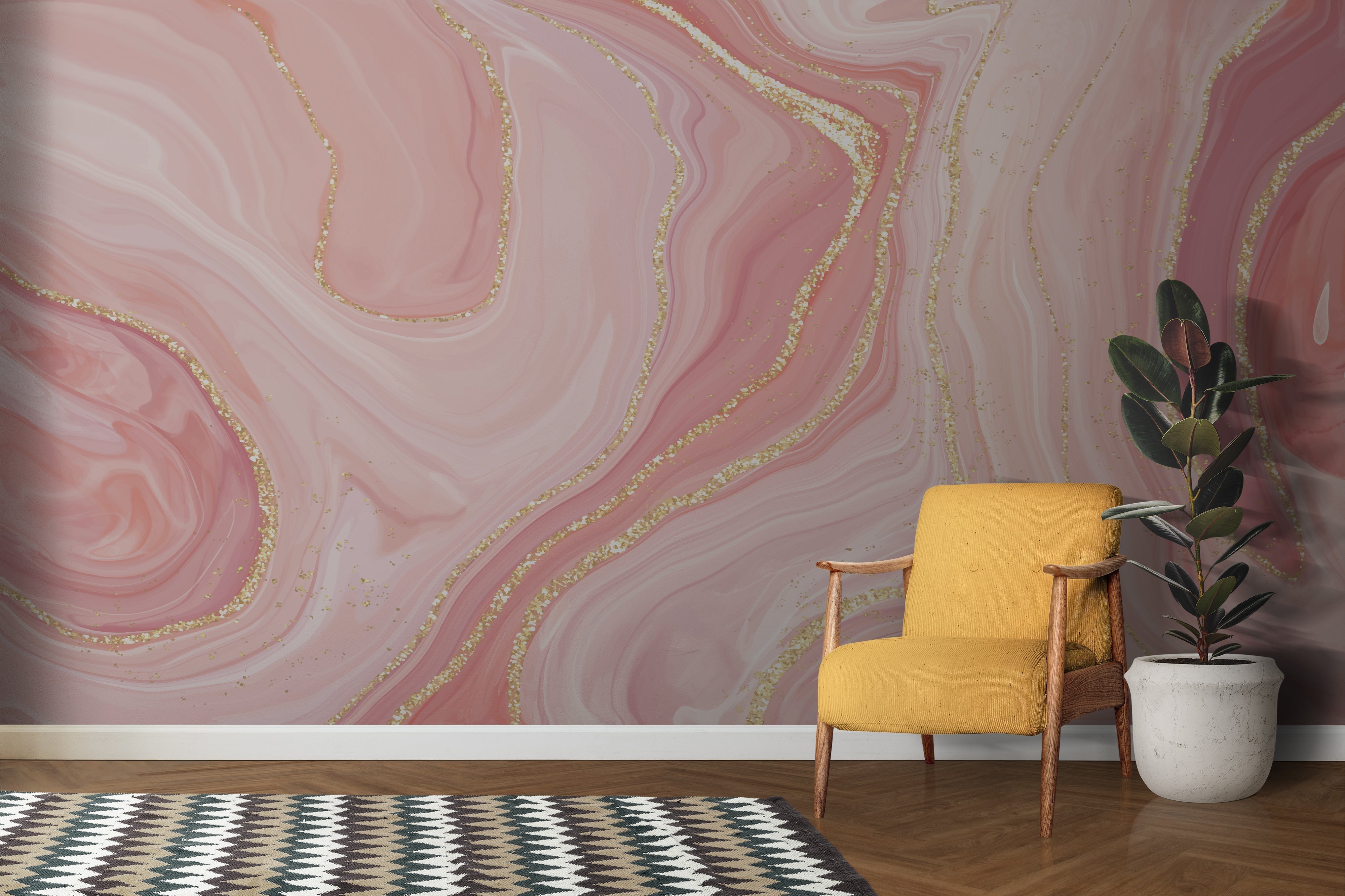 Papier Peint Rose Marbre