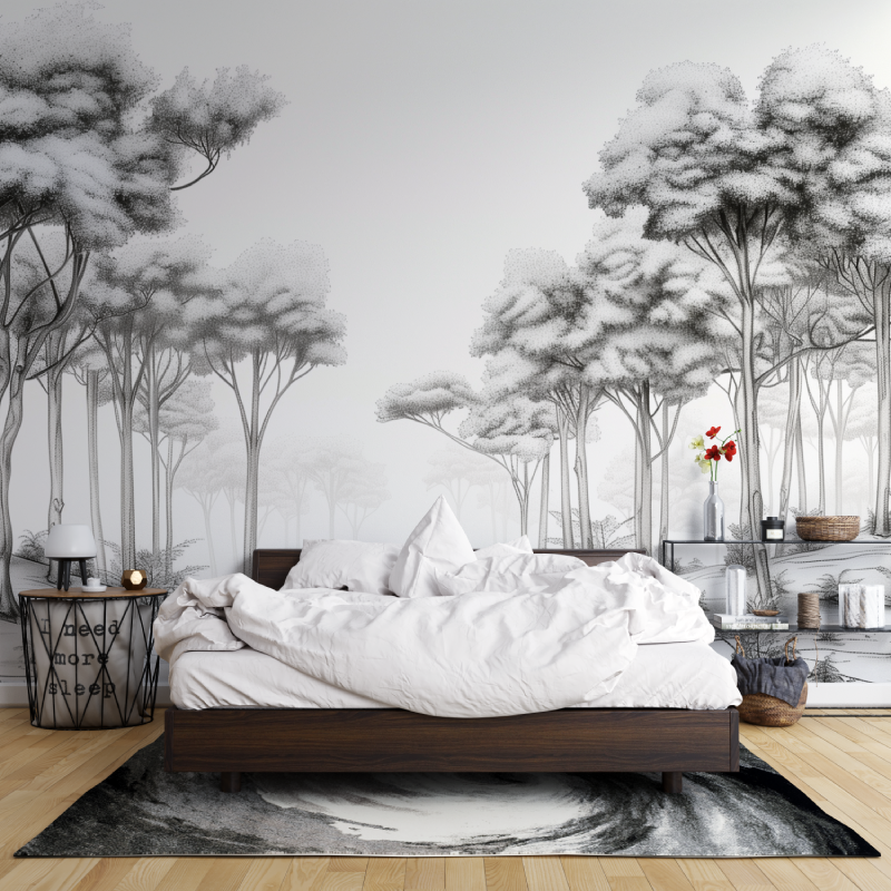 Papier Peint Arbres Aquarelle Tendance