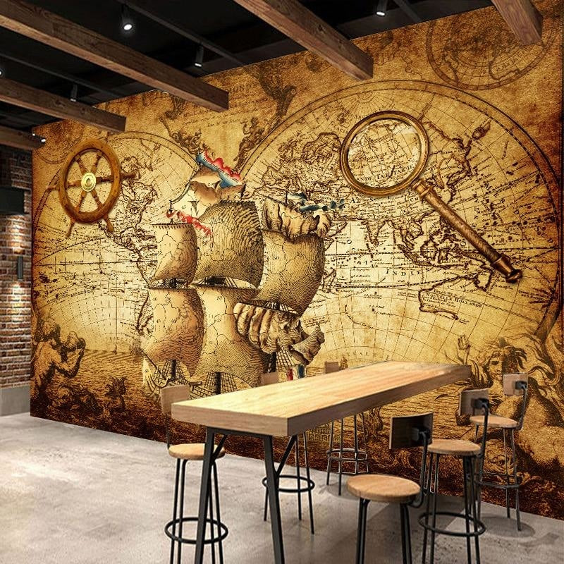 Vintage World Map Wallpaper | Murals Wallpaper