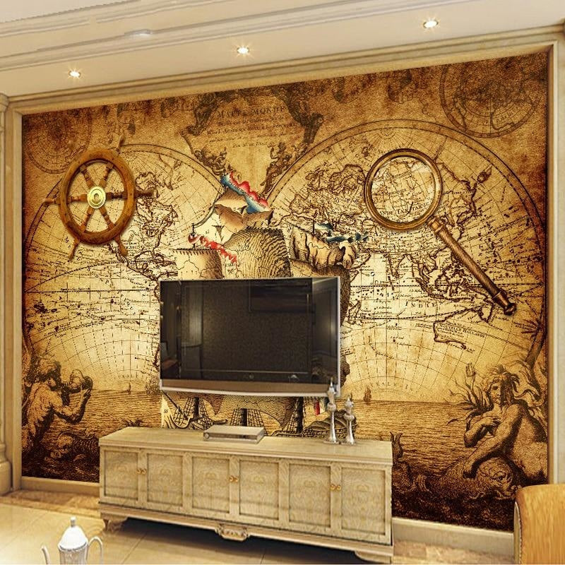 Vintage World Map Wallpaper | Murals Wallpaper