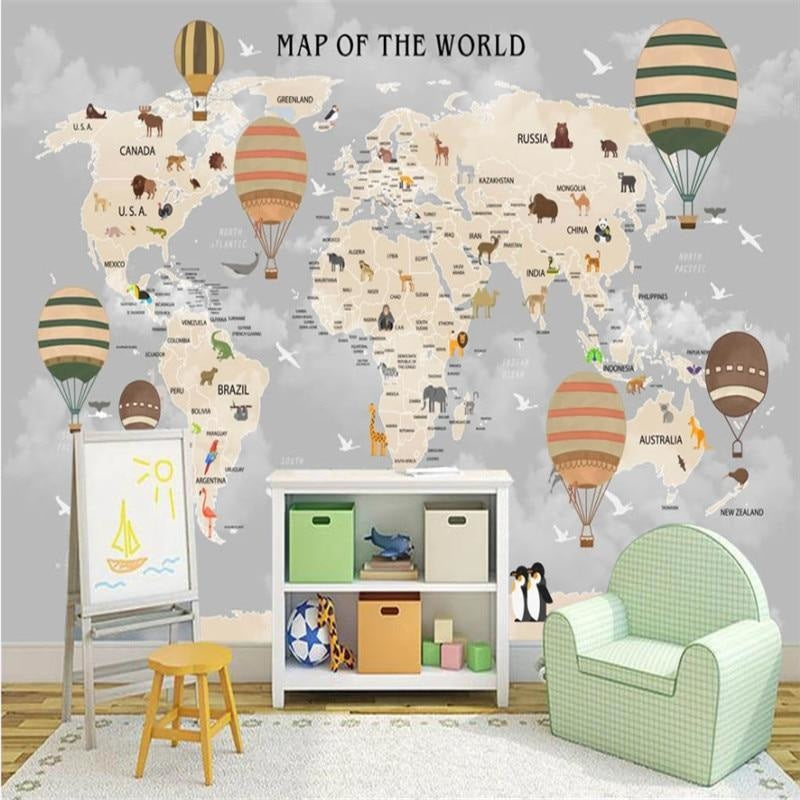 World Map Wallpaper for Bedroom | Murals Wallpaper