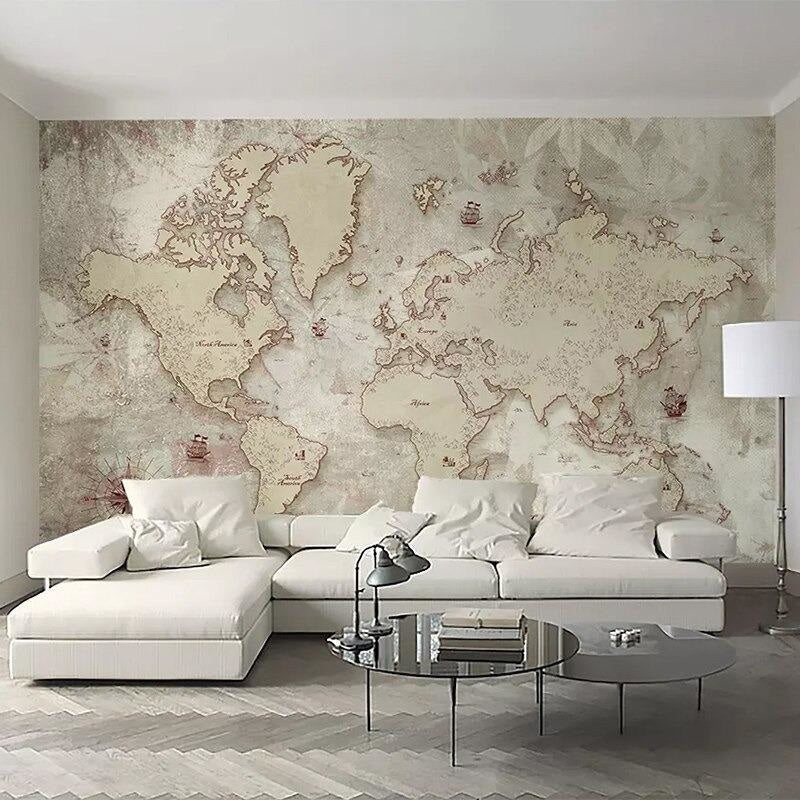 World Map Wallpaper for Bedroom | Murals Wallpaper