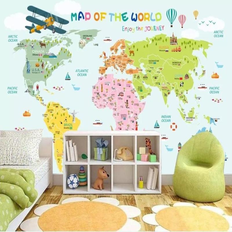 Educational World Map Wallpaper | Murals Wallpaper