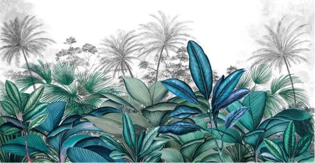 Turquoise Blue Duck Tropical Mural Wallpaper