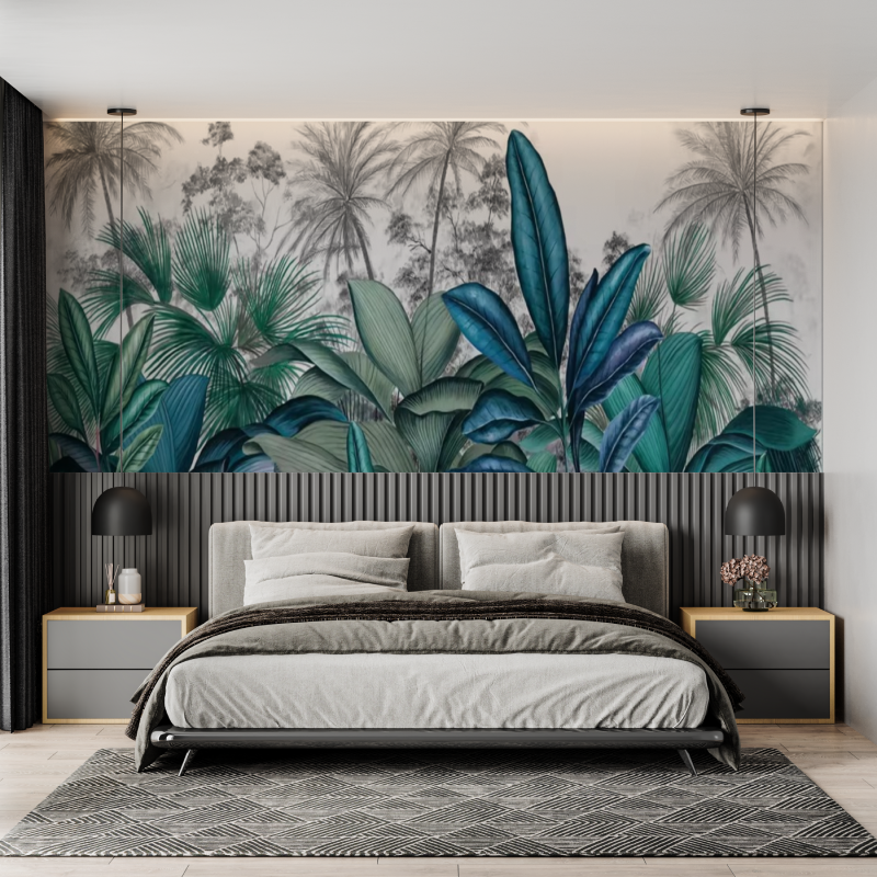 Turquoise Blue Duck Tropical Mural Wallpaper
