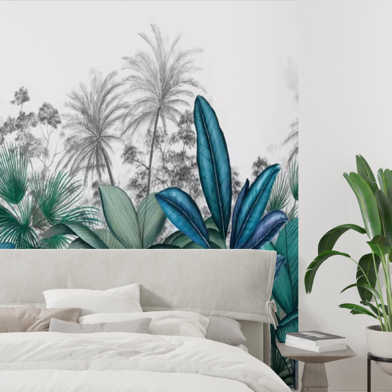 Turquoise Blue Duck Tropical Mural Wallpaper