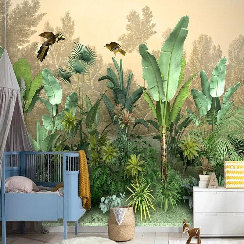 Leaf and Bird Wallpaper | Murals Wallpaper