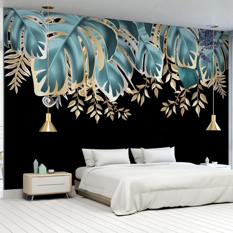 Black Leaf Background Wallpaper | Murals Wallpaper