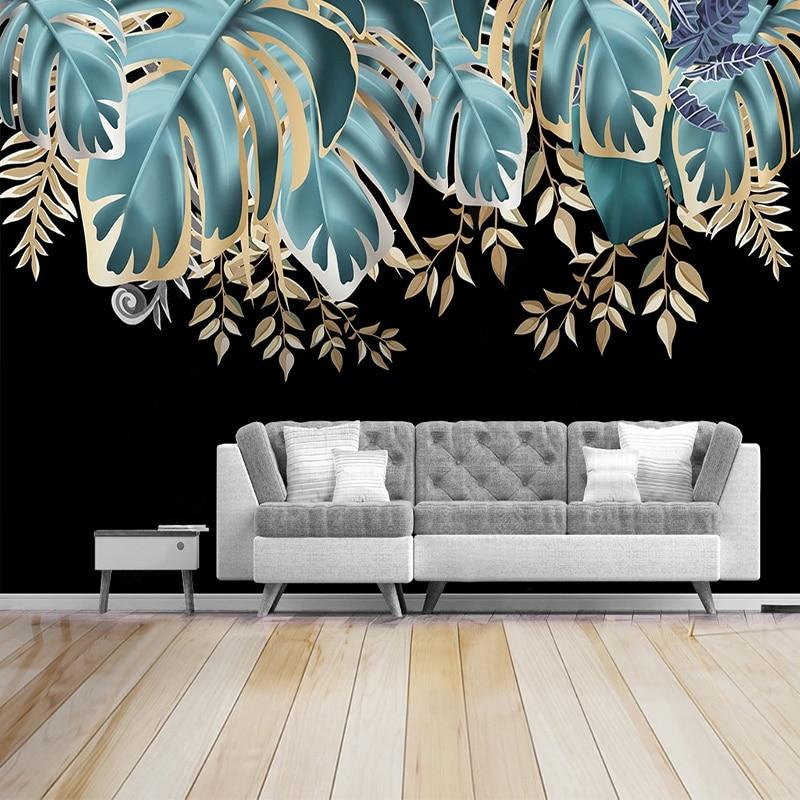 Black Leaf Background Wallpaper | Murals Wallpaper