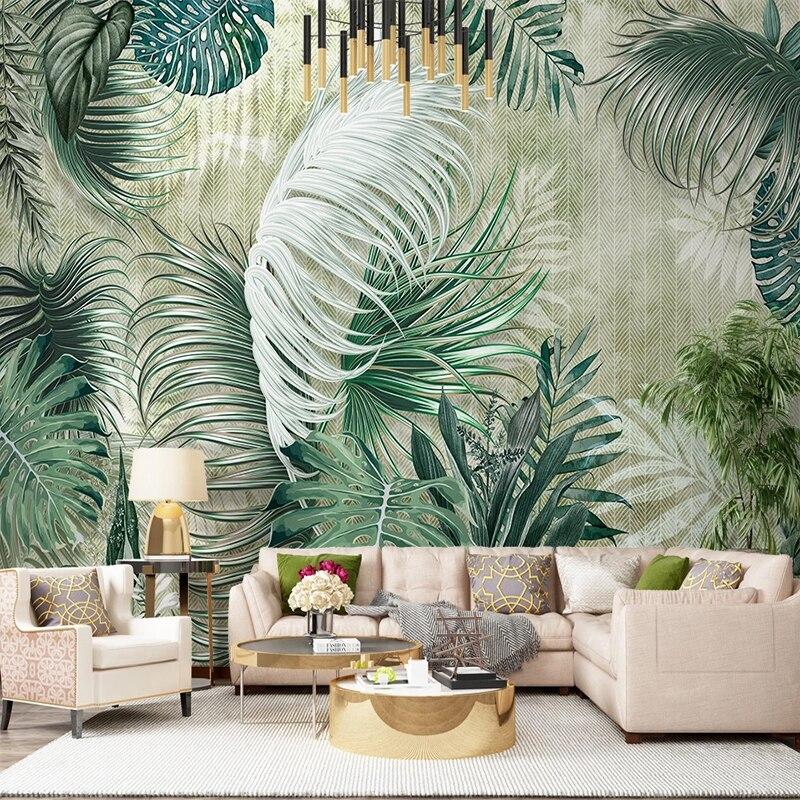 Mural Light Green Foliage Wallpaper