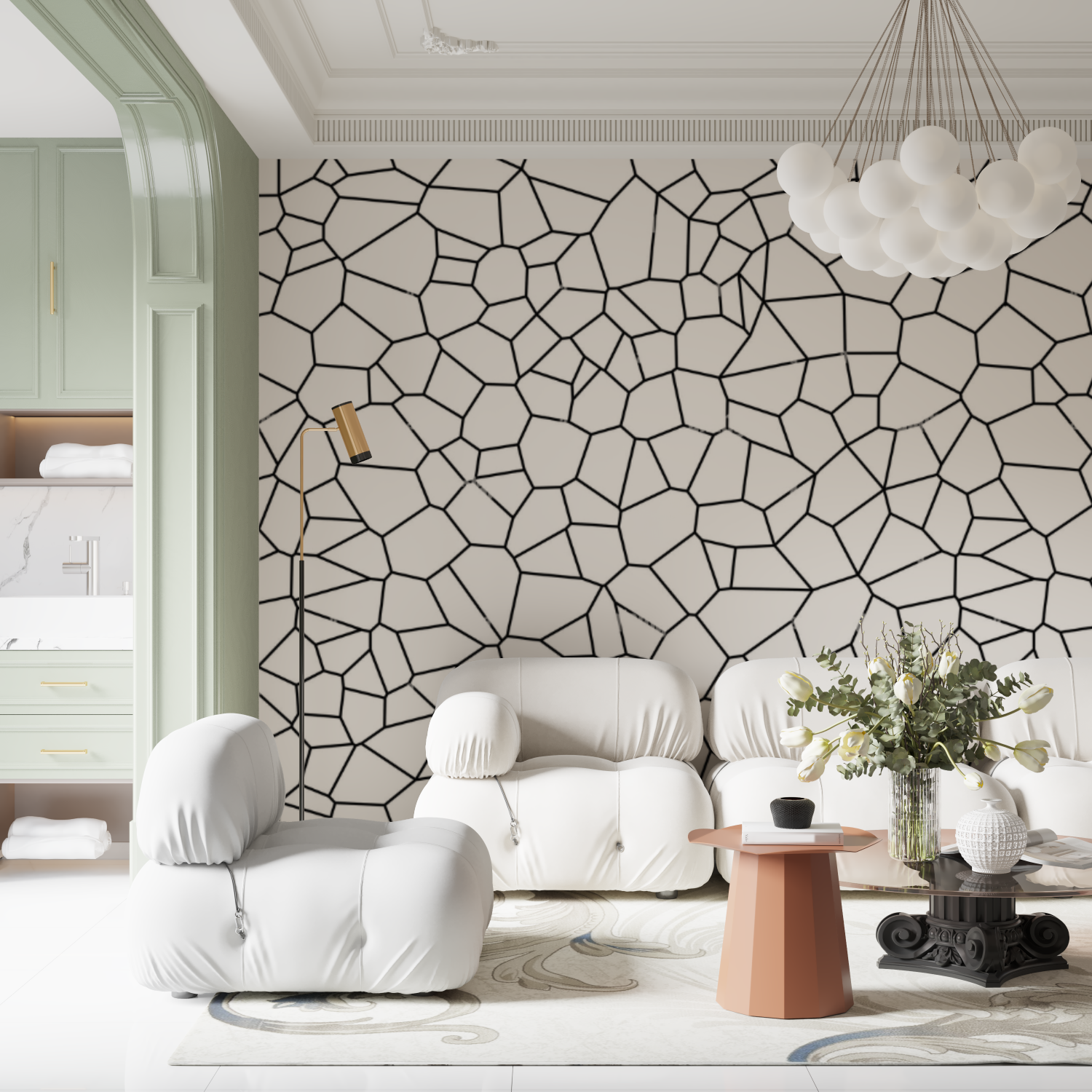 Mural Black and White Geometric Wallpaper