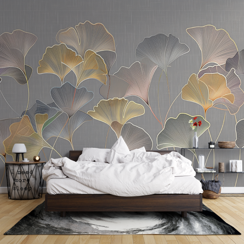 Mural Trendy Golden Ginkgo Wallpaper