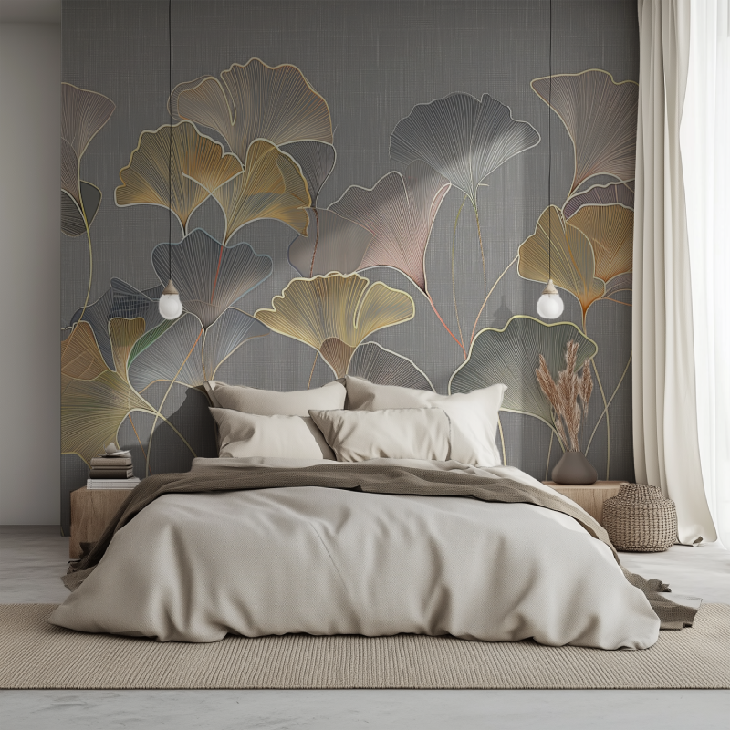 Mural Trendy Golden Ginkgo Wallpaper