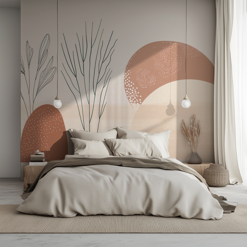 Wandbild Japandi Floral Panoramatapete