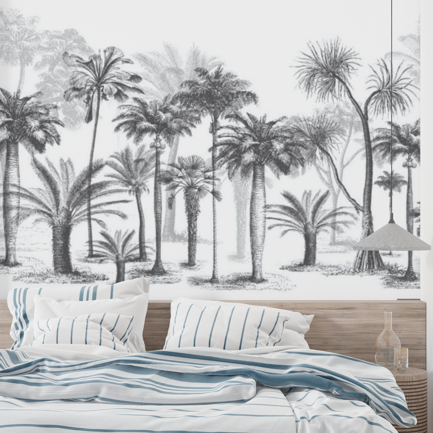 Black and White Jungle Mural Wallpaper