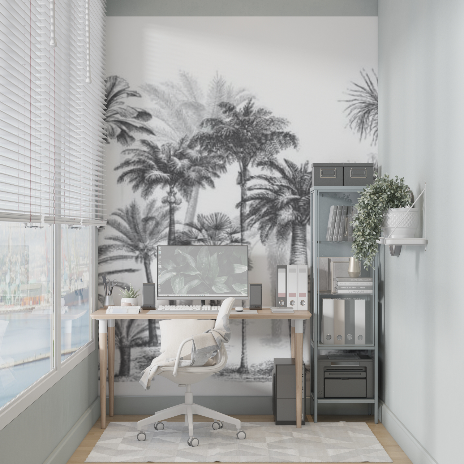 Black and White Jungle Mural Wallpaper