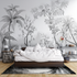 Black and White Tropical Mural Wallpaper