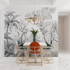 Black and White Tropical Mural Wallpaper