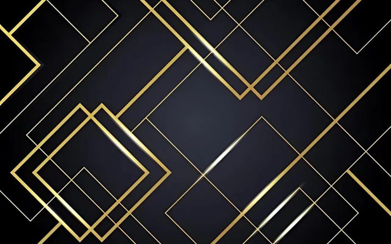Geometrische Wandtapete in Schwarz und Gold