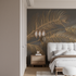 Gold and Grey Leaf Mural Wallpaper